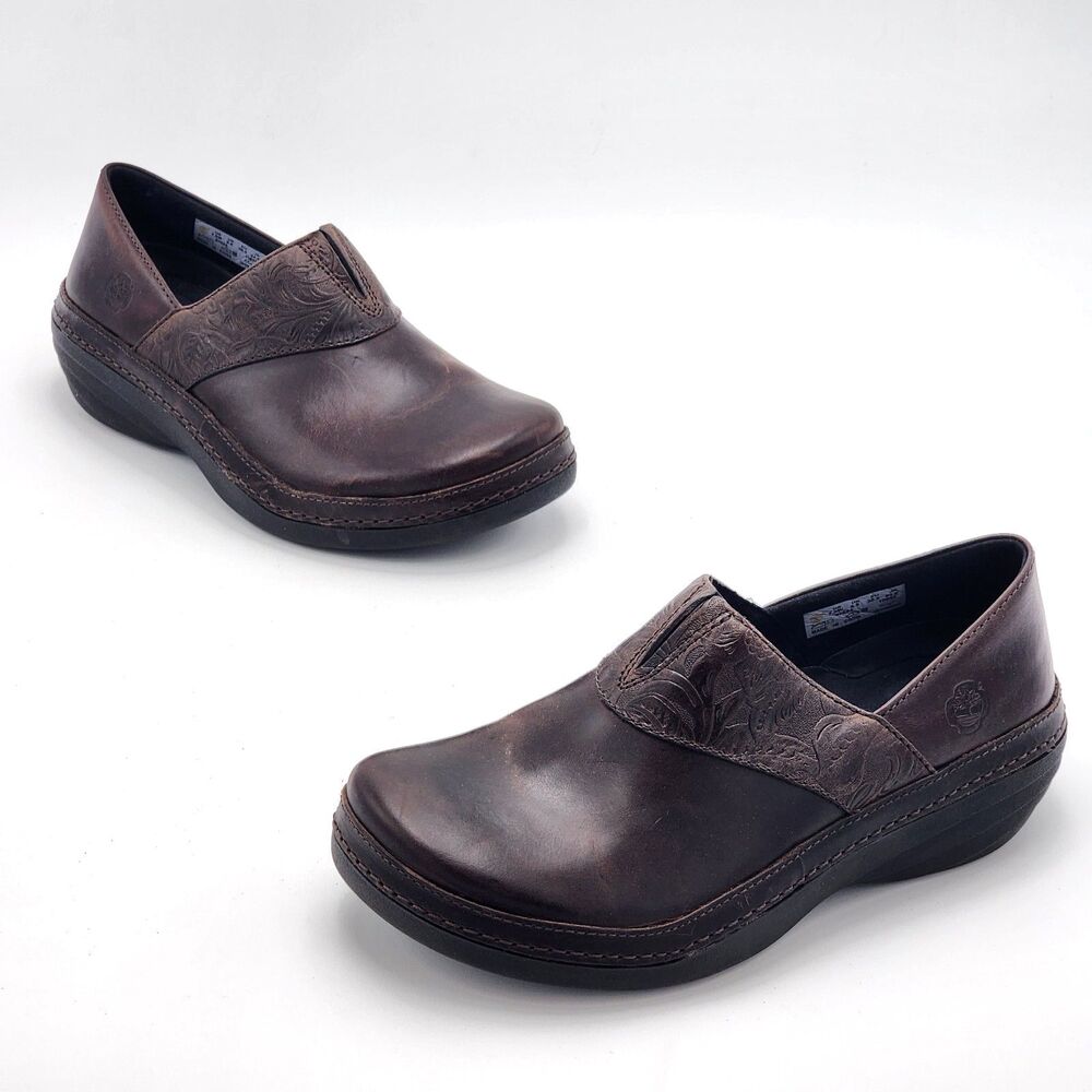 Timberland Pro Renova Professional Leather Slip On Shoes Clogs Brown Size 7.5